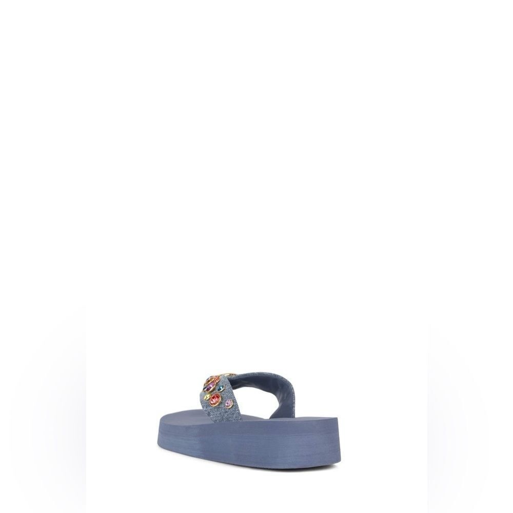 Jeffrey Campbell Iconics Embellished Platform Thong Sandals 7 blue - Picture 2 of 4